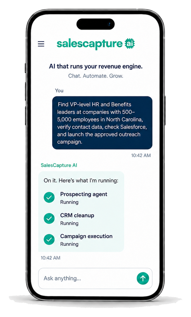 SalesCapture AI chat interface on a phone